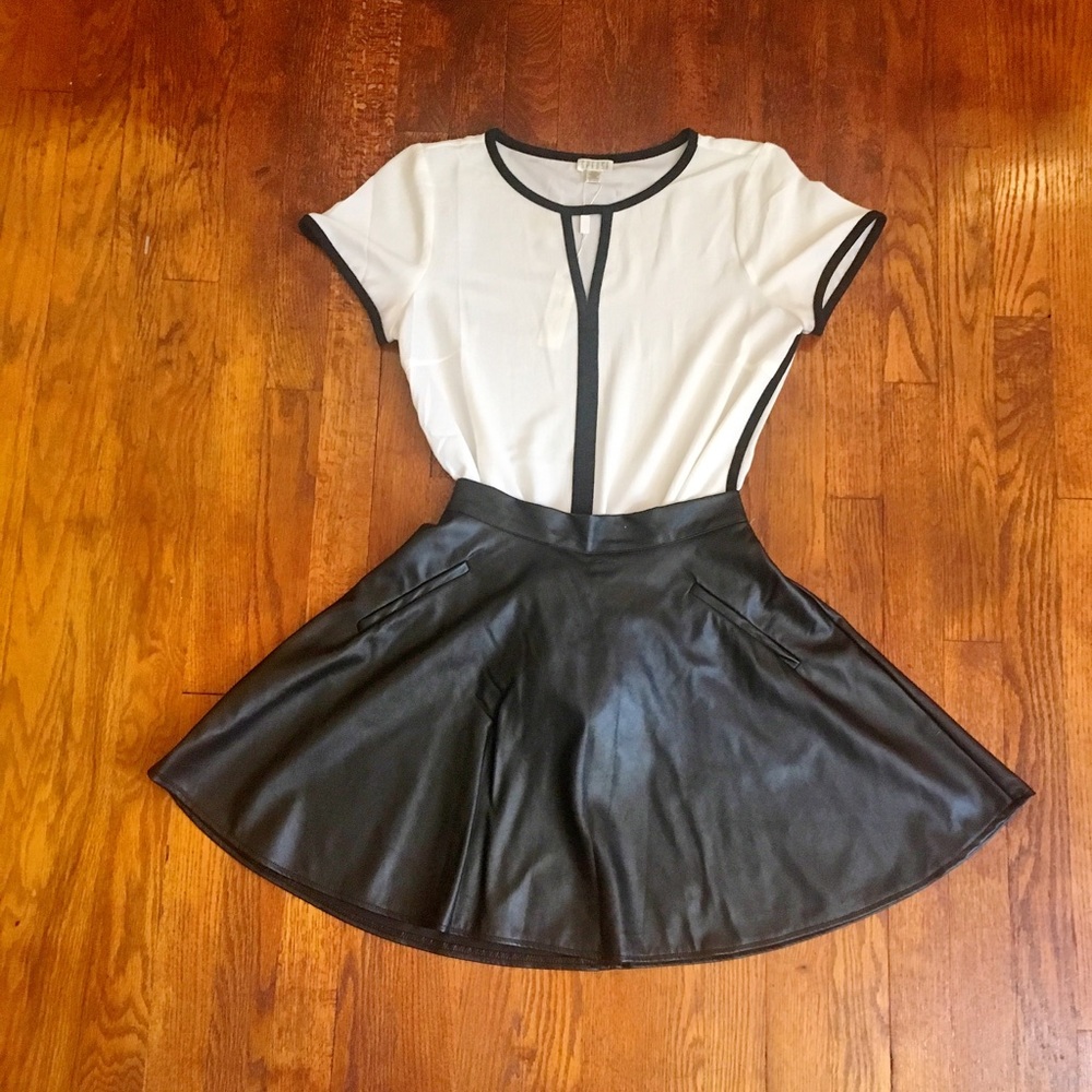Black Pleather Flare Skirt - Size Small
